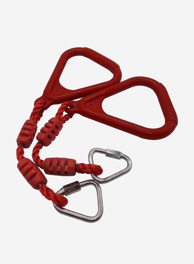 REZNOR مجموعة حلقات مثلثة شديدة التحمل من ريزنور، قطعتان مع وصلات دلتا سريعة القفل، مناسبة لمجموعات ألعاب الصالات الرياضية الداخلية والملاعب الخارجية لمجموعات الأرجوحة، (أحمر) - Image 3